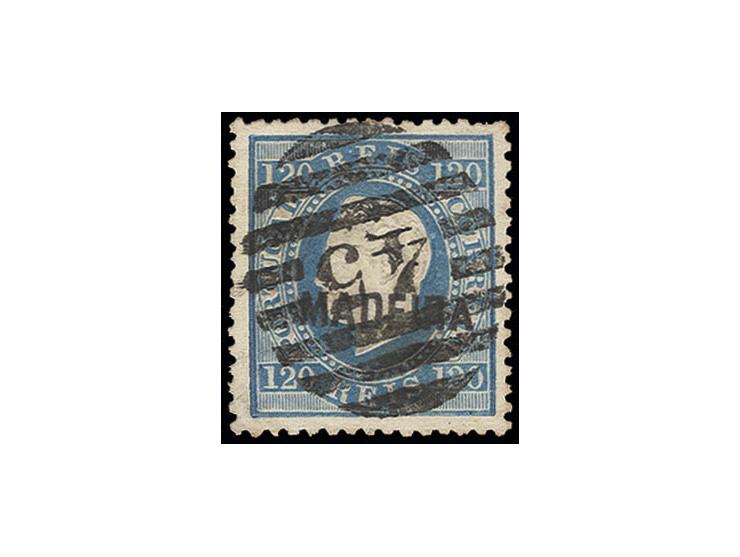  120 r. blue, used with barred "45", small corner crease, otherwise fine