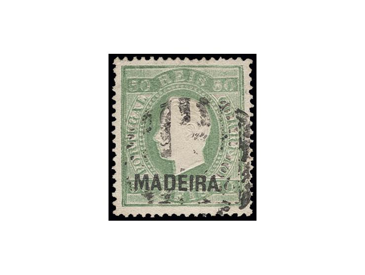  50 r. green with clear double print shifted to the right, used, fine and scarce