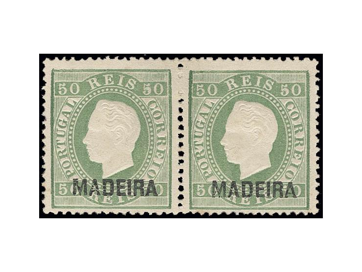  50 r. green, horizontal pair, fresh colour and good perforation, unused, fine