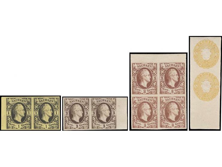SAMMLUNG PROBEDRUCKE ETC.: 1851/63 (ca.), Partie Probedrucke, Marken bzw. Einheiten aus Revisionsbogen sowie von Abzügen der 