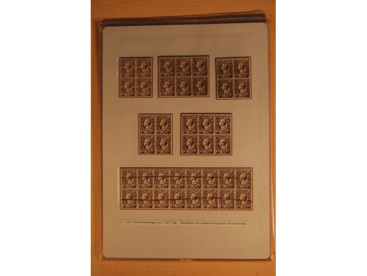 SAMMLUNG PROBEDRUCKE ETC.: 1851/63 (ca.), Partie Probedrucke, Marken bzw. Einheiten aus Revisionsbogen sowie von Abzügen der 