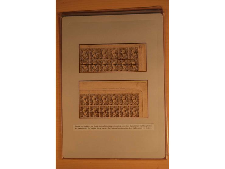 SAMMLUNG PROBEDRUCKE ETC.: 1851/63 (ca.), Partie Probedrucke, Marken bzw. Einheiten aus Revisionsbogen sowie von Abzügen der 
