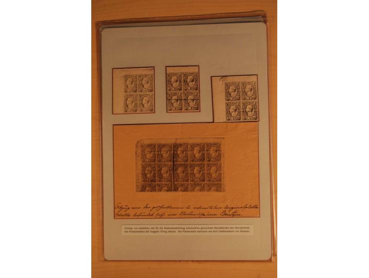 SAMMLUNG PROBEDRUCKE ETC.: 1851/63 (ca.), Partie Probedrucke, Marken bzw. Einheiten aus Revisionsbogen sowie von Abzügen der 