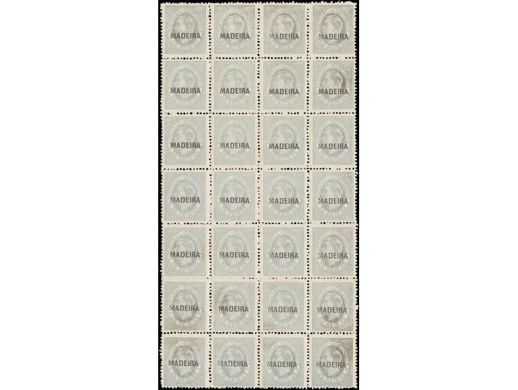 25 r. grey-blue, block of 28, 3 stamps hinged, the other unhinged mint, few stamps slightly oxidized, otherwise a fine and ra
