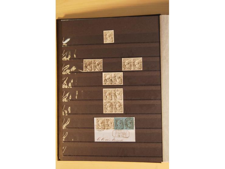 SAMMLUNG MARKEN: 1850/67, ungebrauchte und gestempelte reichhaltige Sammlung, beginnend mit 12 Stück Nr. 1 (teils Randstücke)