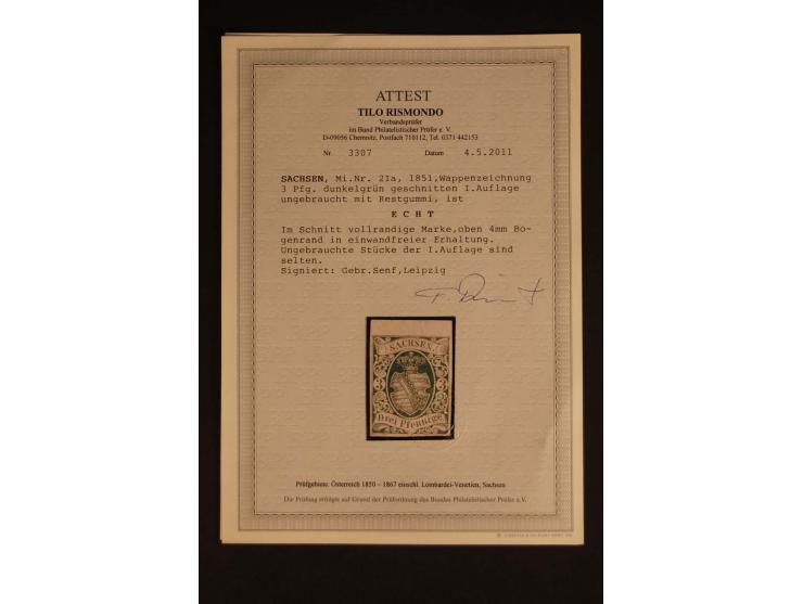SAMMLUNG MARKEN: 1850/67, ungebrauchte und gestempelte reichhaltige Sammlung, beginnend mit 12 Stück Nr. 1 (teils Randstücke)