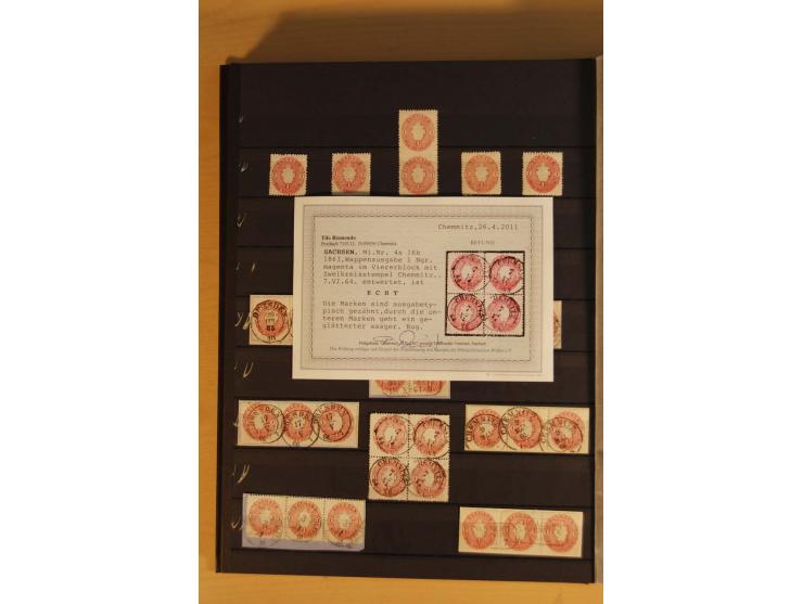 SAMMLUNG MARKEN: 1850/67, ungebrauchte und gestempelte reichhaltige Sammlung, beginnend mit 12 Stück Nr. 1 (teils Randstücke)
