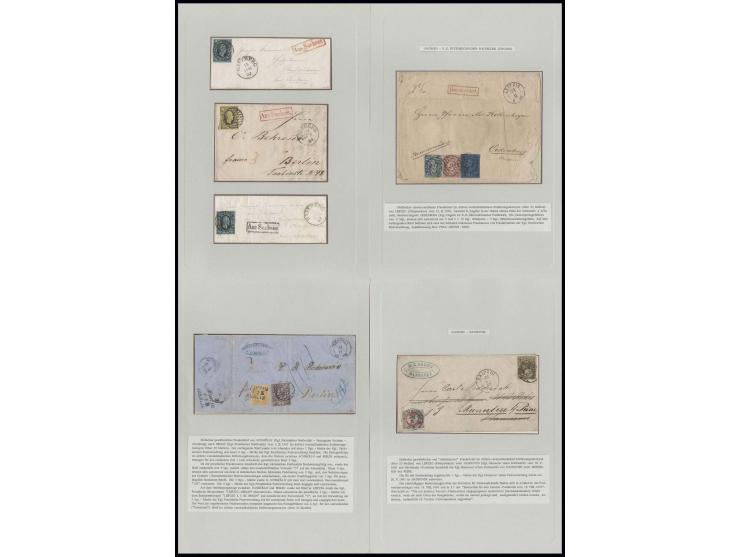 SAMMLUNG BRIEFE: 1851/67, rund 70 fast ausschließlich frankierte Briefe beginnend mit 2 "Restfrankaturen" der Nr. 1, daneben 