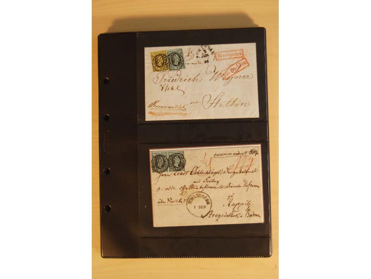 SAMMLUNG BRIEFE: 1851/67, rund 70 fast ausschließlich frankierte Briefe beginnend mit 2 "Restfrankaturen" der Nr. 1, daneben 