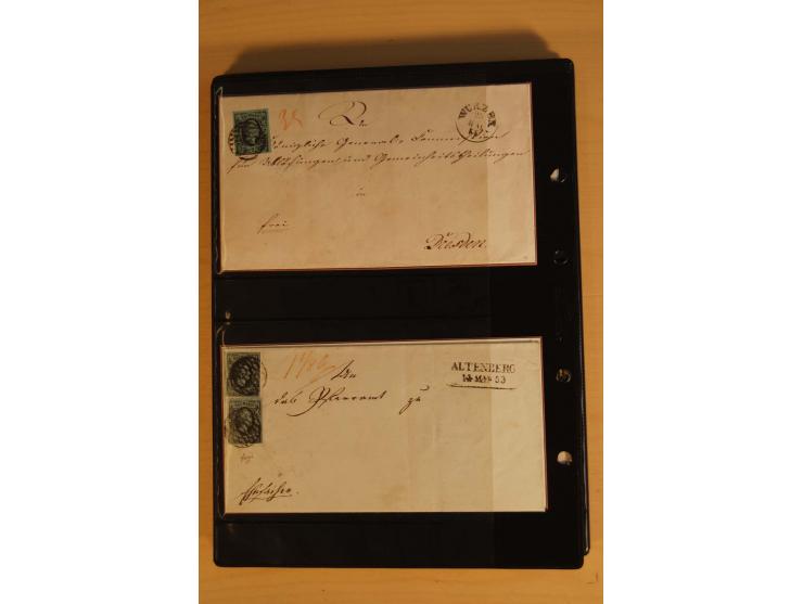 SAMMLUNG BRIEFE: 1851/67, rund 70 fast ausschließlich frankierte Briefe beginnend mit 2 "Restfrankaturen" der Nr. 1, daneben 