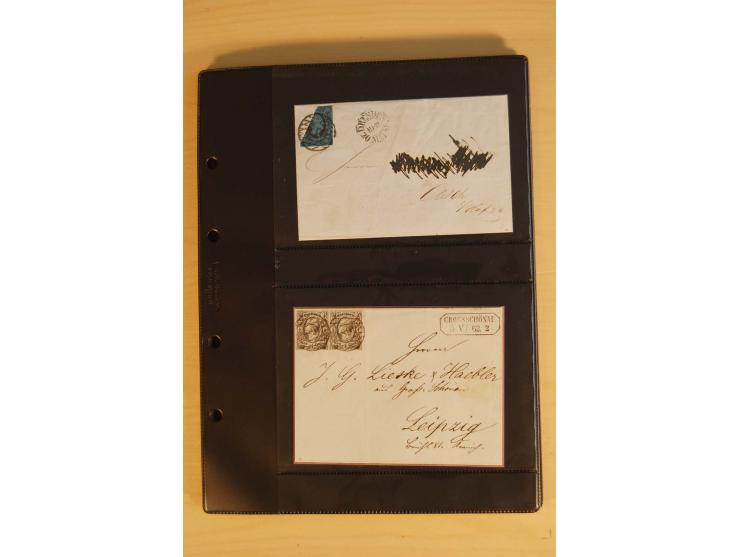 SAMMLUNG BRIEFE: 1851/67, rund 70 fast ausschließlich frankierte Briefe beginnend mit 2 "Restfrankaturen" der Nr. 1, daneben 