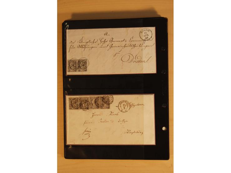 SAMMLUNG BRIEFE: 1851/67, rund 70 fast ausschließlich frankierte Briefe beginnend mit 2 "Restfrankaturen" der Nr. 1, daneben 
