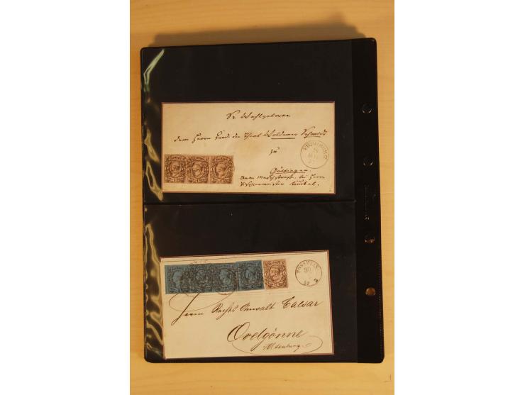 SAMMLUNG BRIEFE: 1851/67, rund 70 fast ausschließlich frankierte Briefe beginnend mit 2 "Restfrankaturen" der Nr. 1, daneben 