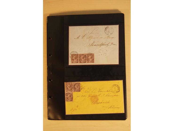 SAMMLUNG BRIEFE: 1851/67, rund 70 fast ausschließlich frankierte Briefe beginnend mit 2 "Restfrankaturen" der Nr. 1, daneben 