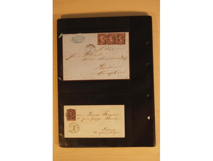 SAMMLUNG BRIEFE: 1851/67, rund 70 fast ausschließlich frankierte Briefe beginnend mit 2 "Restfrankaturen" der Nr. 1, daneben 