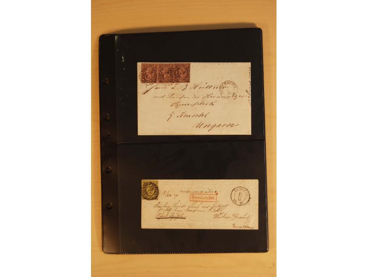 SAMMLUNG BRIEFE: 1851/67, rund 70 fast ausschließlich frankierte Briefe beginnend mit 2 "Restfrankaturen" der Nr. 1, daneben 