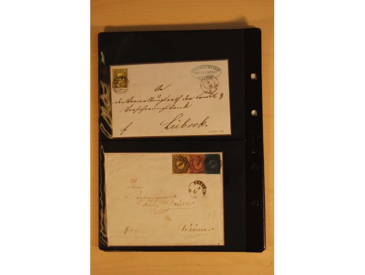 SAMMLUNG BRIEFE: 1851/67, rund 70 fast ausschließlich frankierte Briefe beginnend mit 2 "Restfrankaturen" der Nr. 1, daneben 