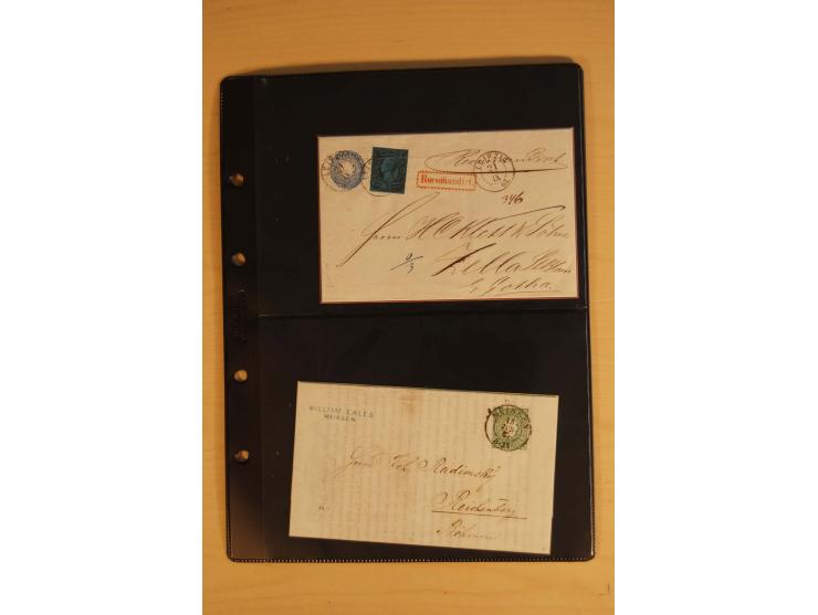 SAMMLUNG BRIEFE: 1851/67, rund 70 fast ausschließlich frankierte Briefe beginnend mit 2 "Restfrankaturen" der Nr. 1, daneben 