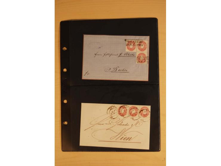 SAMMLUNG BRIEFE: 1851/67, rund 70 fast ausschließlich frankierte Briefe beginnend mit 2 "Restfrankaturen" der Nr. 1, daneben 