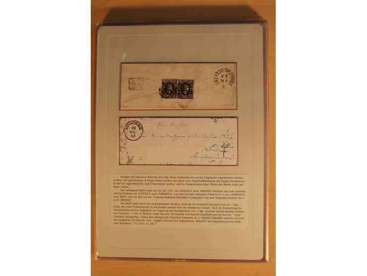 SAMMLUNG BRIEFE: 1851/67, rund 70 fast ausschließlich frankierte Briefe beginnend mit 2 "Restfrankaturen" der Nr. 1, daneben 