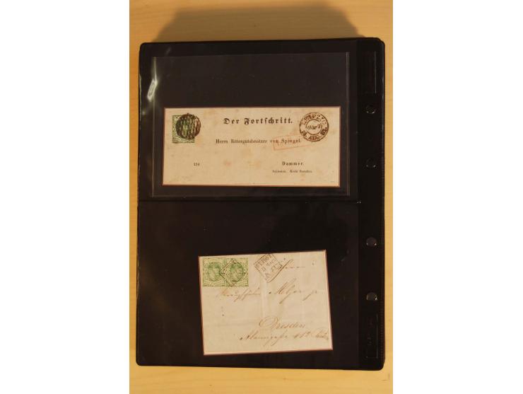 SAMMLUNG BRIEFE: 1851/67, rund 70 fast ausschließlich frankierte Briefe beginnend mit 2 "Restfrankaturen" der Nr. 1, daneben 