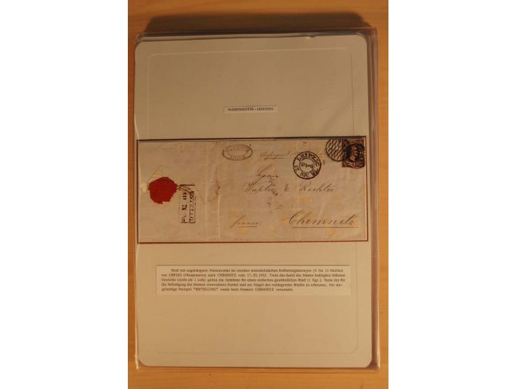 SAMMLUNG BRIEFE: 1851/67, rund 70 fast ausschließlich frankierte Briefe beginnend mit 2 "Restfrankaturen" der Nr. 1, daneben 