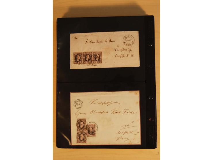 SAMMLUNG BRIEFE: 1851/67, rund 70 fast ausschließlich frankierte Briefe beginnend mit 2 "Restfrankaturen" der Nr. 1, daneben 