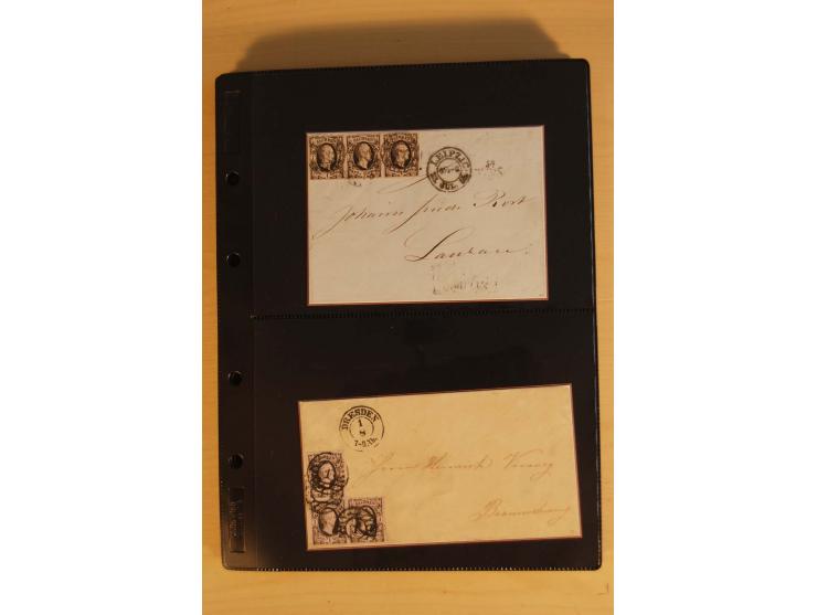 SAMMLUNG BRIEFE: 1851/67, rund 70 fast ausschließlich frankierte Briefe beginnend mit 2 "Restfrankaturen" der Nr. 1, daneben 
