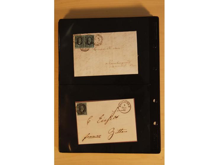 SAMMLUNG BRIEFE: 1851/67, rund 70 fast ausschließlich frankierte Briefe beginnend mit 2 "Restfrankaturen" der Nr. 1, daneben 