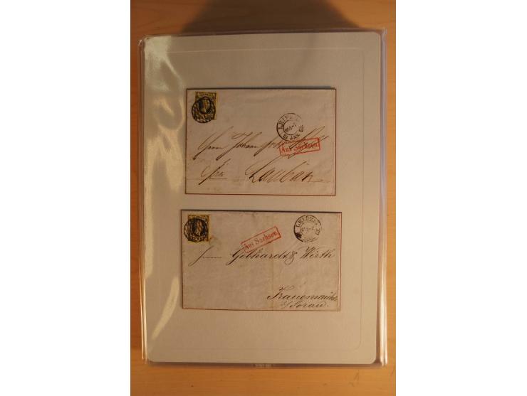 SAMMLUNG WECHSELVERKEHR: 1852/80, aufgezogene Sammlung von rund 80 Briefen (wenige Briefteile) von und nach Sachsen, dabei vi