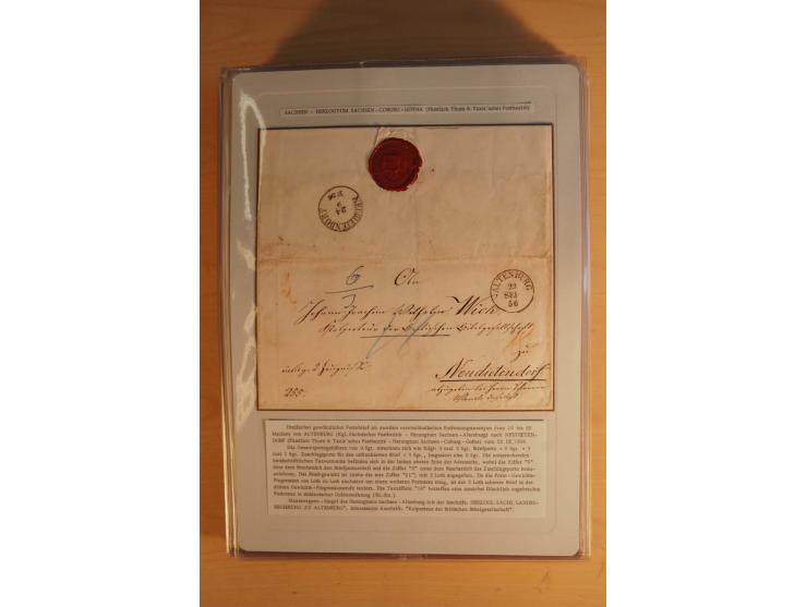 SAMMLUNG WECHSELVERKEHR: 1852/80, aufgezogene Sammlung von rund 80 Briefen (wenige Briefteile) von und nach Sachsen, dabei vi