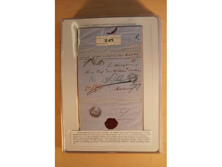 SAMMLUNG WECHSELVERKEHR: 1852/80, aufgezogene Sammlung von rund 80 Briefen (wenige Briefteile) von und nach Sachsen, dabei vi