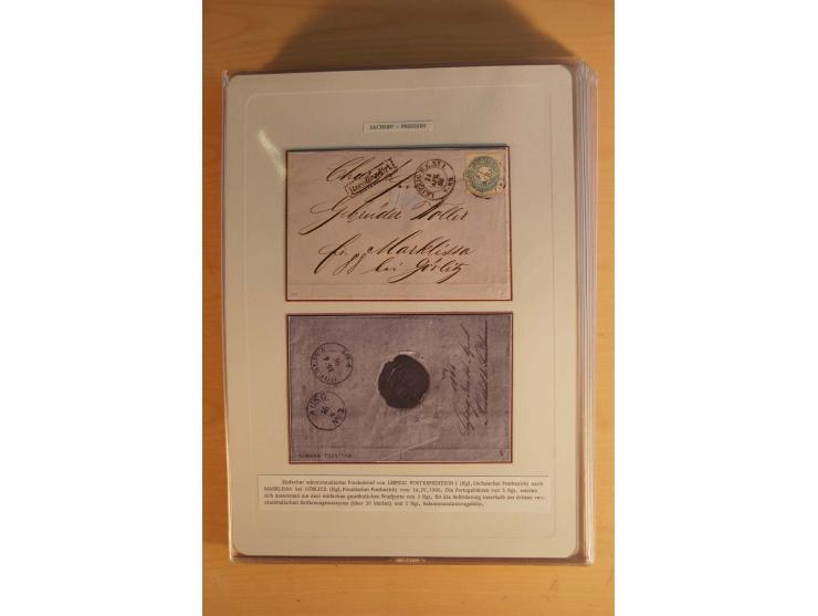 SAMMLUNG WECHSELVERKEHR: 1852/80, aufgezogene Sammlung von rund 80 Briefen (wenige Briefteile) von und nach Sachsen, dabei vi