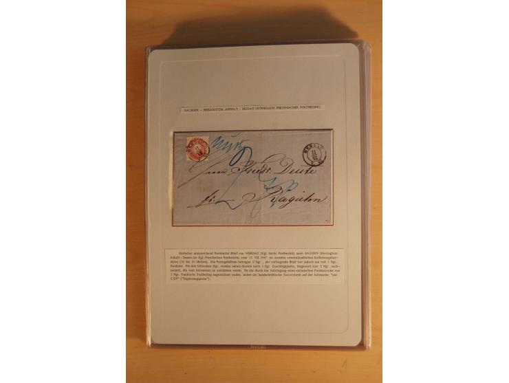 SAMMLUNG WECHSELVERKEHR: 1852/80, aufgezogene Sammlung von rund 80 Briefen (wenige Briefteile) von und nach Sachsen, dabei vi