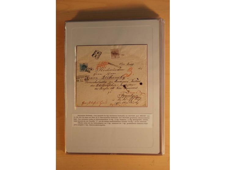 SAMMLUNG WECHSELVERKEHR: 1852/80, aufgezogene Sammlung von rund 80 Briefen (wenige Briefteile) von und nach Sachsen, dabei vi