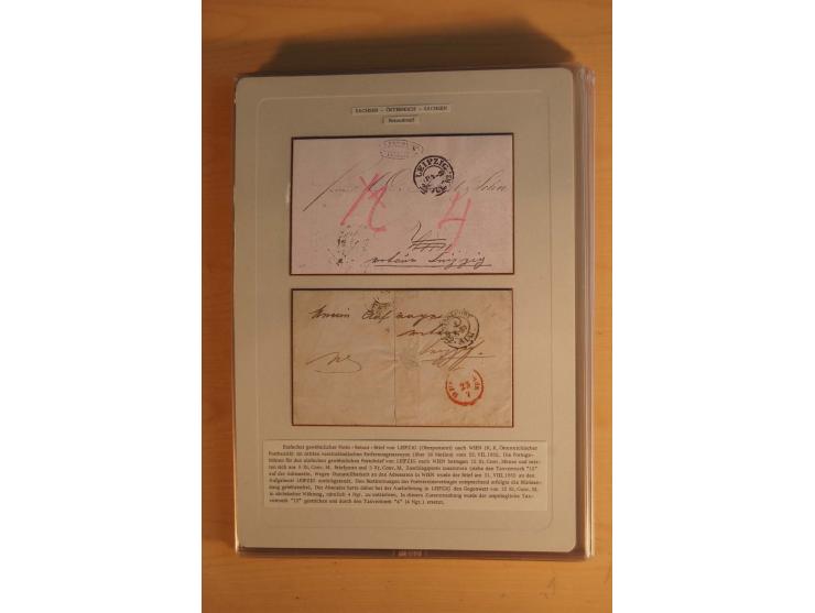SAMMLUNG WECHSELVERKEHR: 1852/80, aufgezogene Sammlung von rund 80 Briefen (wenige Briefteile) von und nach Sachsen, dabei vi