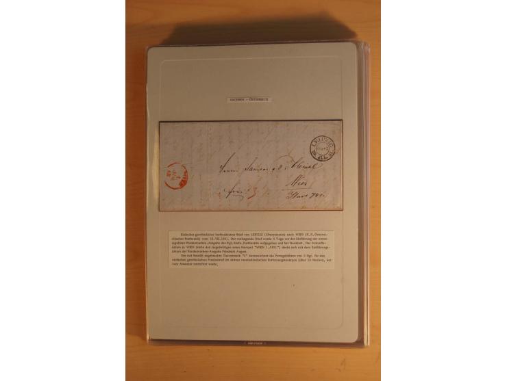 SAMMLUNG WECHSELVERKEHR: 1852/80, aufgezogene Sammlung von rund 80 Briefen (wenige Briefteile) von und nach Sachsen, dabei vi
