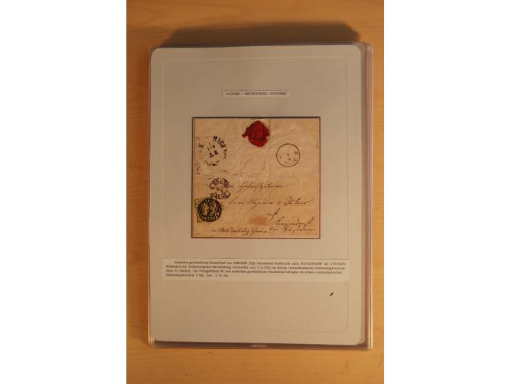 SAMMLUNG WECHSELVERKEHR: 1852/80, aufgezogene Sammlung von rund 80 Briefen (wenige Briefteile) von und nach Sachsen, dabei vi