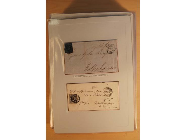 SAMMLUNG WECHSELVERKEHR: 1852/80, aufgezogene Sammlung von rund 80 Briefen (wenige Briefteile) von und nach Sachsen, dabei vi