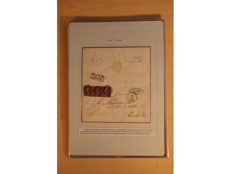 SAMMLUNG WECHSELVERKEHR: 1852/80, aufgezogene Sammlung von rund 80 Briefen (wenige Briefteile) von und nach Sachsen, dabei vi