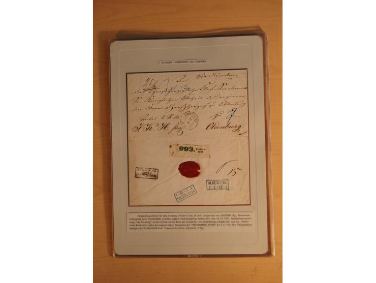 SAMMLUNG WECHSELVERKEHR: 1852/80, aufgezogene Sammlung von rund 80 Briefen (wenige Briefteile) von und nach Sachsen, dabei vi