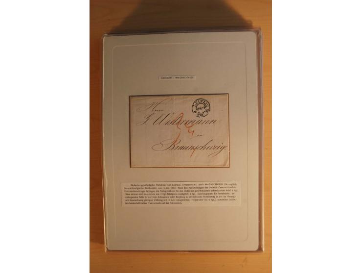 SAMMLUNG WECHSELVERKEHR: 1852/80, aufgezogene Sammlung von rund 80 Briefen (wenige Briefteile) von und nach Sachsen, dabei vi