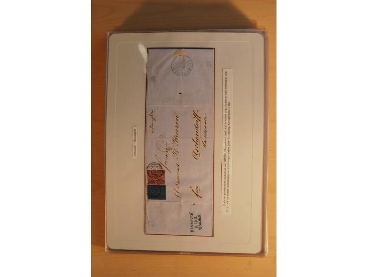 SAMMLUNG WECHSELVERKEHR: 1852/80, aufgezogene Sammlung von rund 80 Briefen (wenige Briefteile) von und nach Sachsen, dabei vi