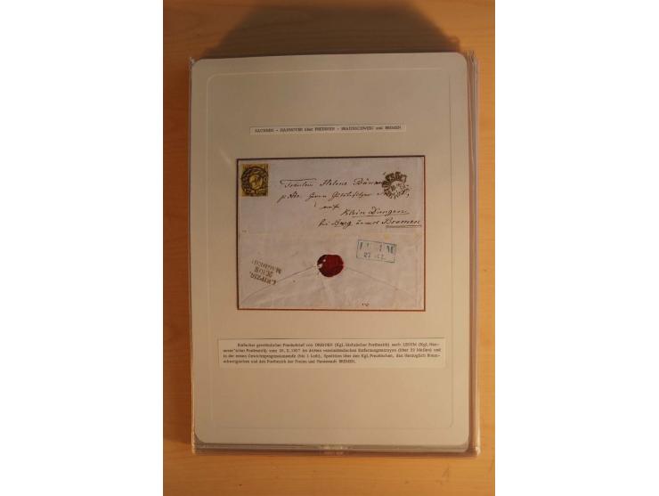 SAMMLUNG WECHSELVERKEHR: 1852/80, aufgezogene Sammlung von rund 80 Briefen (wenige Briefteile) von und nach Sachsen, dabei vi