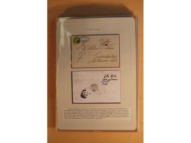 SAMMLUNG WECHSELVERKEHR: 1852/80, aufgezogene Sammlung von rund 80 Briefen (wenige Briefteile) von und nach Sachsen, dabei vi