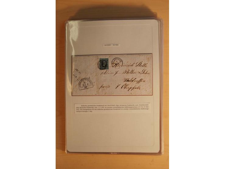 SAMMLUNG WECHSELVERKEHR: 1852/80, aufgezogene Sammlung von rund 80 Briefen (wenige Briefteile) von und nach Sachsen, dabei vi