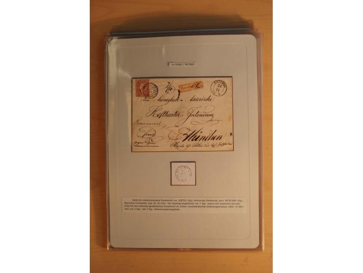 SAMMLUNG WECHSELVERKEHR: 1852/80, aufgezogene Sammlung von rund 80 Briefen (wenige Briefteile) von und nach Sachsen, dabei vi