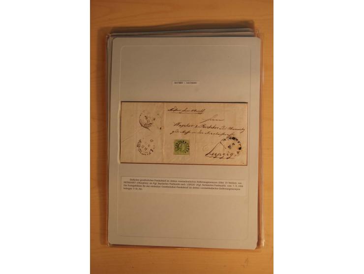 SAMMLUNG WECHSELVERKEHR: 1852/80, aufgezogene Sammlung von rund 80 Briefen (wenige Briefteile) von und nach Sachsen, dabei vi
