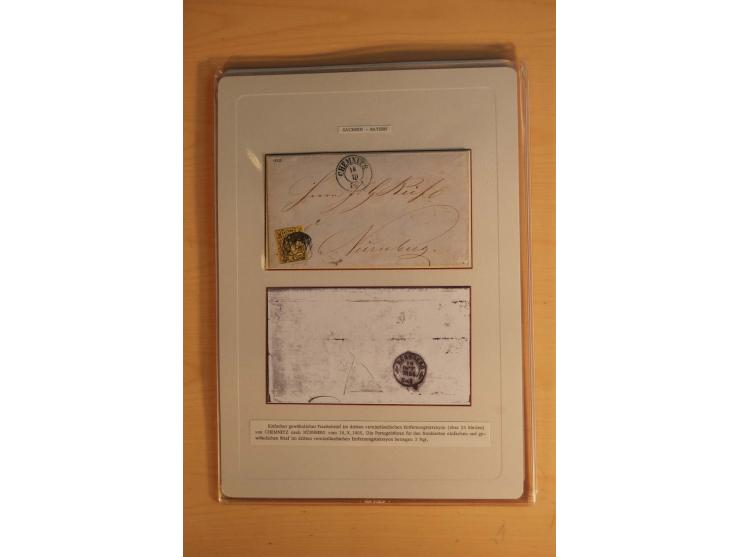 SAMMLUNG WECHSELVERKEHR: 1852/80, aufgezogene Sammlung von rund 80 Briefen (wenige Briefteile) von und nach Sachsen, dabei vi