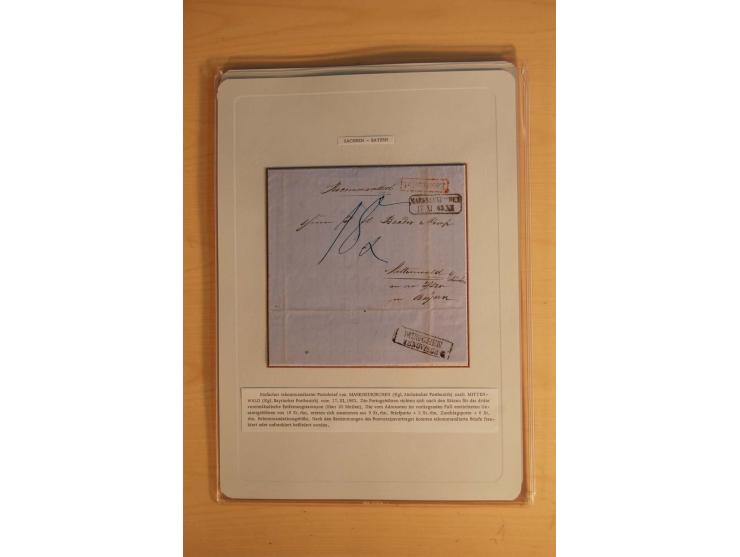 SAMMLUNG WECHSELVERKEHR: 1852/80, aufgezogene Sammlung von rund 80 Briefen (wenige Briefteile) von und nach Sachsen, dabei vi